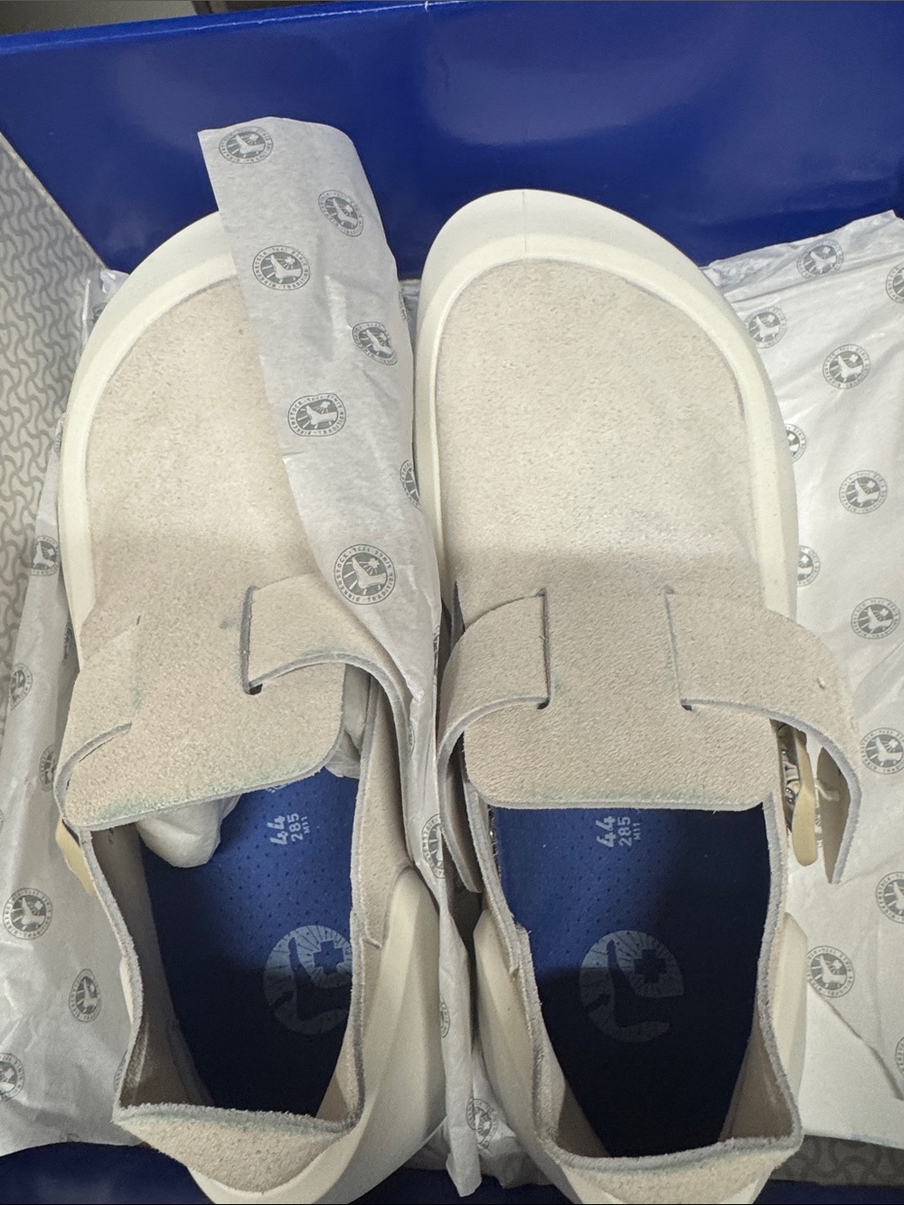 UGG Men's Suede Slip-On Loafers in Light Beige and Navy